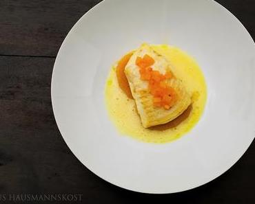 Kürbis mit Scholle und Orange