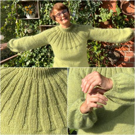 Mein grünes Erstlingswerk – oder – Der Sunday-Sweater ist fertig