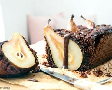 Schokokuchen mit versunkenen Birnen