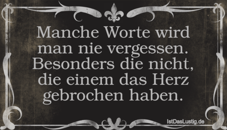 Lustiger BilderSpruch - Manche Worte wird man nie vergessen. Besonders...