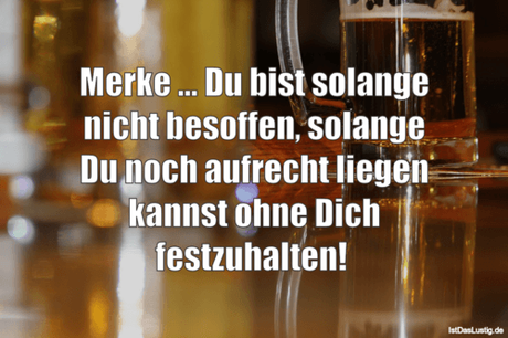 Lustiger BilderSpruch - Merke ... Du bist solange nicht besoffen,...