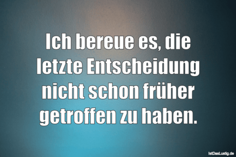 Lustiger BilderSpruch - Ich bereue es, die letzte Entscheidung nicht...