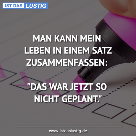 Lustiger BilderSpruch - MAN KANN MEIN LEBEN IN EINEM SATZ...