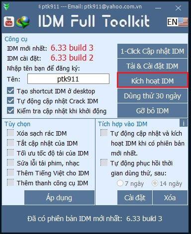 Free Download IDM Toolkit v3.9 ptk911: 1 CLICK activate IDM – Internet Download Manager