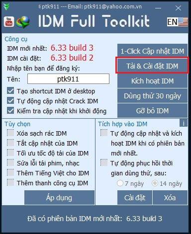 Free Download IDM Toolkit v3.9 ptk911: 1 CLICK activate IDM – Internet Download Manager