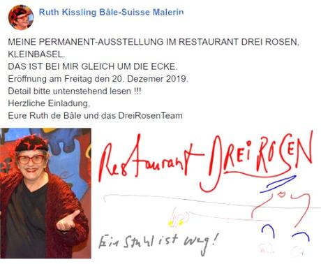 KKK Kissling Kunst Kulinarisches| avec Ruth Kissling de Bâle im Restaurant Drei Rosen