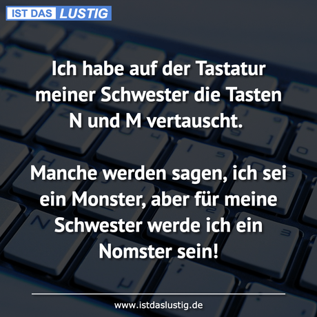 Lustiger BilderSpruch - Ich habe auf der Tastatur meiner Schwester die...