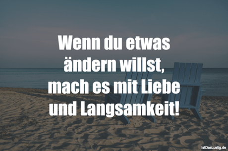 Lustiger BilderSpruch - Wenn du etwas ändern willst, mach es mit Liebe...