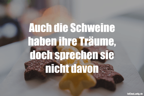 Lustiger BilderSpruch - Auch die Schweine haben ihre Träume, doch...