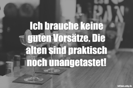 Lustiger BilderSpruch - Ich brauche keine guten Vorsätze. Die alten...