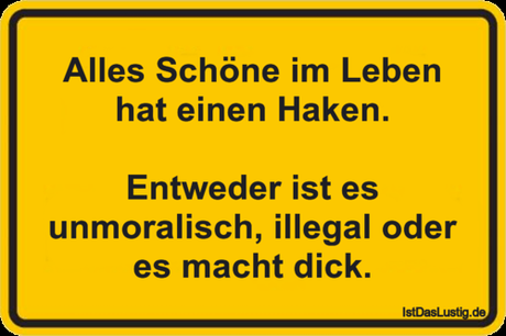 Lustiger BilderSpruch - Alles Schöne im Leben hat einen Haken....