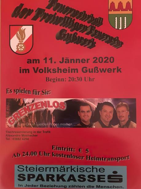 Termintipp: Feuerwehrball in Gußwerk – 11. Jänner 2020