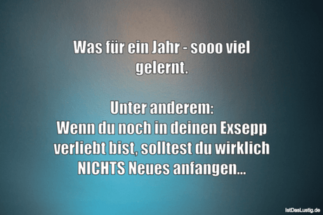 Lustiger BilderSpruch - Was für ein Jahr - sooo viel gelernt.  Unter...