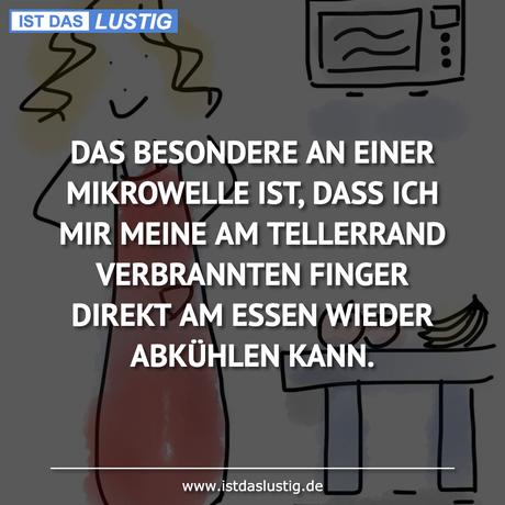 Lustiger BilderSpruch - DAS BESONDERE AN EINER MIKROWELLE IST, DASS ICH...