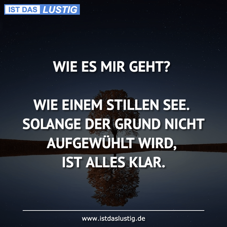 Lustiger BilderSpruch - WIE ES MIR GEHT?  WIE EINEM STILLEN SEE....