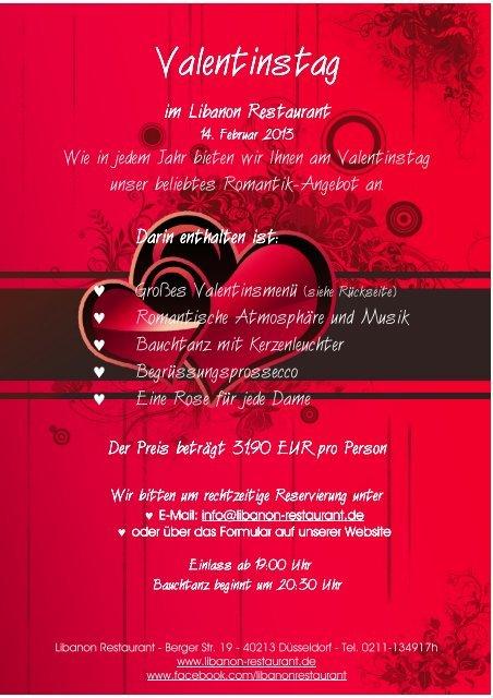 Restaurants valentinstag dusseldorf