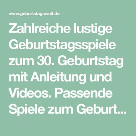 Lustiges zum 30 geburtstag spiele