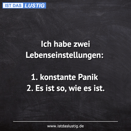Lustiger BilderSpruch - Ich habe zwei Lebenseinstellungen:  1....