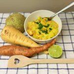 Winterlicher Gemüse-Eintopf mit Curry und Kokosmilch