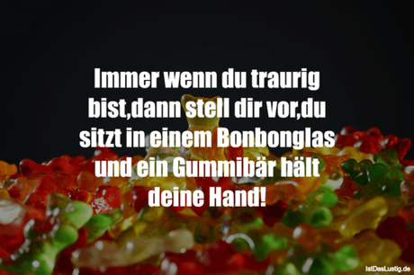 Lustiger BilderSpruch - Immer wenn du traurig bist,dann stell dir...