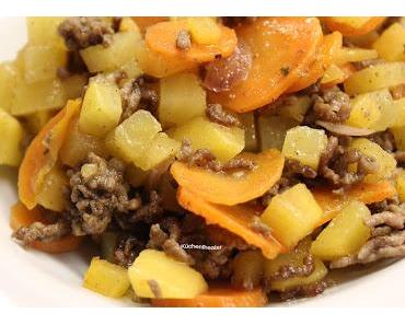 Steckrübenpfanne mit Hack und Möhren