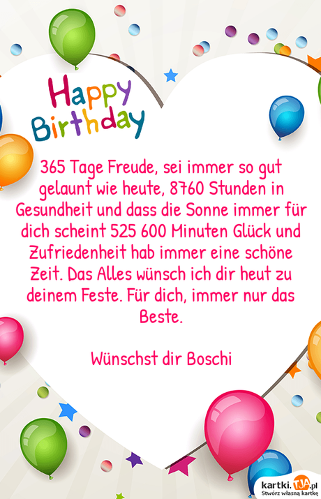 Ich wunsche dir 365 tage freude