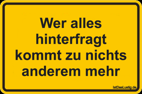 Lustiger BilderSpruch - Wer alles hinterfragt kommt zu nichts anderem mehr
