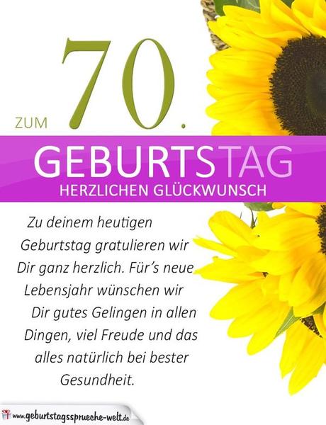Geburtstag wunsche 70 jahre