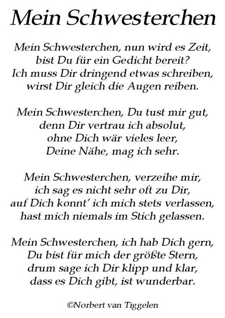Valentinstag gedicht schwester