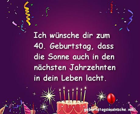 Geburtstagswunsche frau zum 40