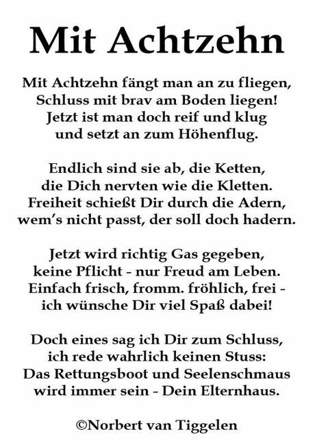 Geburtstagswunsche zum 18 geburtstag von der tante