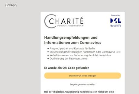 Corona Virus Online Test der Charité Berlin