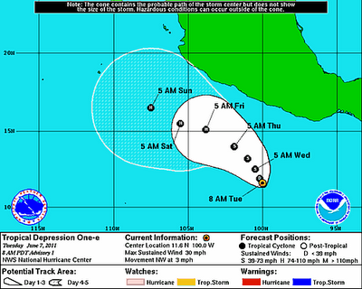 Pazifik aktuell: Tropisches Tief 1-E (potentiell Sturm / Hurrikan ADRIAN), Pazifik, Adrian, 2011, Hurrikansaison 2011, Vorhersage Forecast Prognose, aktuell, 
