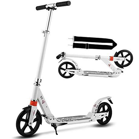 Hikole City Scooter Tretroller Kickscooter Klappbar und Höhenverstellbar mit Big Wheel für...
