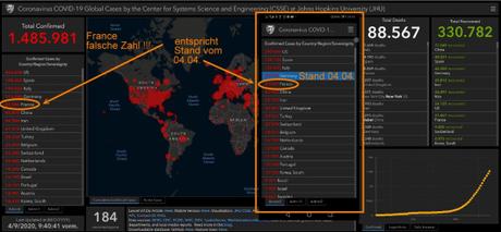 COVID-19 | USA höchste Zahl an Coronavirus-Fällen | Aktuelle Zahlen Fokus auf D, F, CH, I, AUT; neu USA