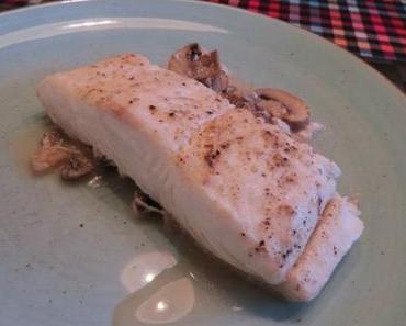 Heilbuttfilet auf Champignons im Bratenschlauch