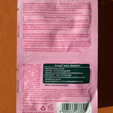 [Werbung] Kneipp Feuchtigkeitsmaske Mandelblüten Hautzart + Körperpflege Inventur