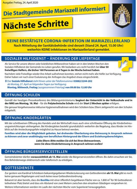 Coronavirus (COVID-19) | Stadtgemeinde Mariazell – Neueste Infos 24.04.2020