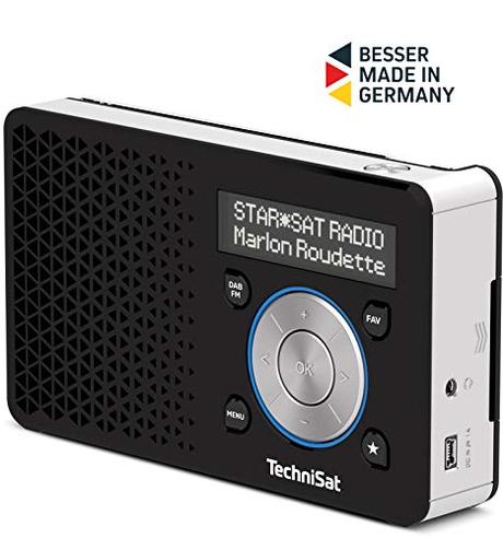 TechniSat DIGITRADIO 1 – tragbares DAB+ Radio mit Akku (DAB, UKW, Lautsprecher, Kopfhöreranschluss, Favoritenspeicher, OLED Display, klein, 1 Watt RMS) schwarz/silber