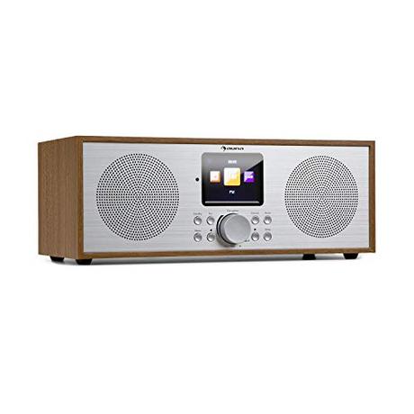 auna Silver Star Stereo Internet DAB+ / UKW Radio - Internet-Radio mit WLAN, Küchenradio, Bluetooth, 2 x 8 Watt RMS, USB, App-Steuerung, AUX, Weckfunktion, inkl. Fernbedienung, Eiche