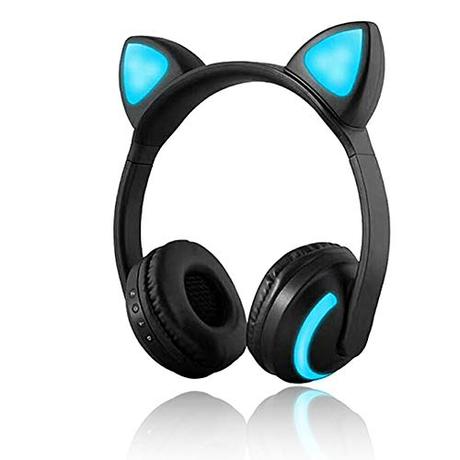 Kabellose Bluetooth-Kopfhörer, Katzenohrhörer, 7 Farben, LED-Licht, blinkend, Leuchtend,...