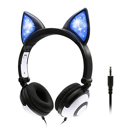 ONTA Kopfhörer Kinder mit niedlichen LED Leuchtenden Katzenohren 85dB Volume Lautstärke begrenzt...