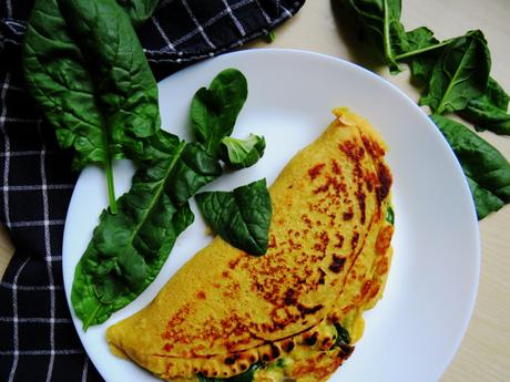 Kichererbsen Omelette mit Spinat [vegan]