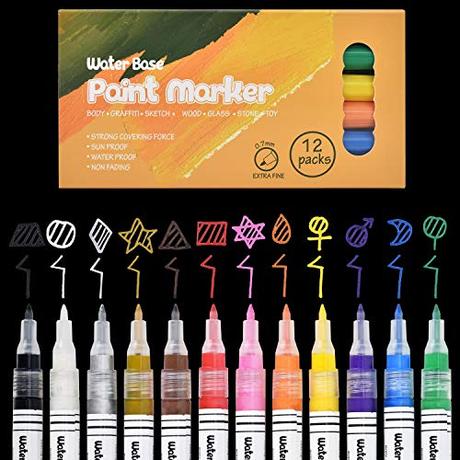 Acrylstifte Marker Stifte mit Dünner Spitze, 0,7mm Wasserfest Acrylfarben Marker Set für Steine...