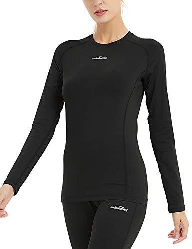 COOLOMG Damen Kompressionsshirt Langarm Funktionswäsche Base Layer Winter...