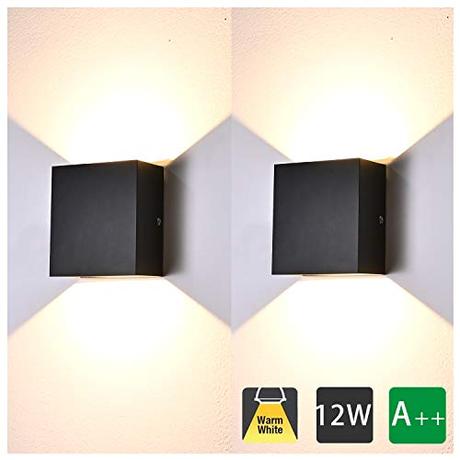 12W Led Wandleuchten Innen Modern, 3000K Warmweiß Aluminium Led Wandlampe für Wohnzimmer,...