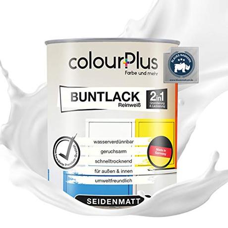 colourPlus® 2in1 Buntlack (750ml, RAL 9010 Reinweiß) seidenmatter Acryllack - Lack für...