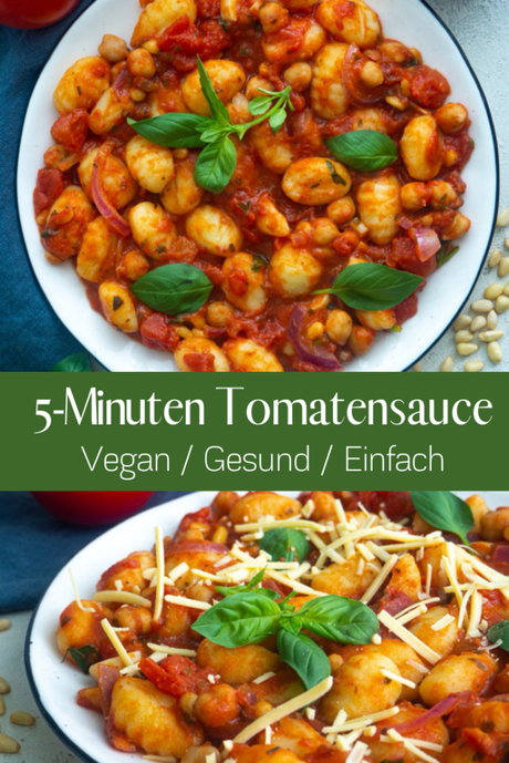 Einfache 5-Minuten Tomatensauce mit Gnocchi