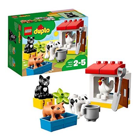 LEGO 10870 DUPLO Tiere auf dem Bauernhof, Bausteine, Lernspielzeug mit Katzen-Figur, Spielzeuge für Kinder im Alter von 2-5 Jahren