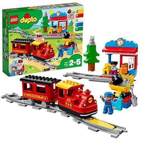 LEGO 10874 DUPLO Dampfeisenbahn, Spielzeugeisenbahn mit Licht & Geräuschen für Kleinkinder, batteriebetriebenes Push & Go Spielzeug für Kinder im Alter von 2 bis 5 Jahren